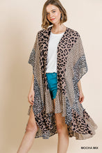Load image into Gallery viewer, Animal Print Long Kimono with Ruffle Hem