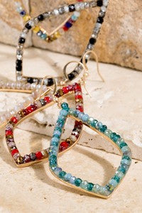 Glass Bead Diamond Dangle Earring