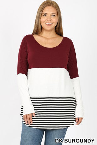 Deep Red Color Block Tunic