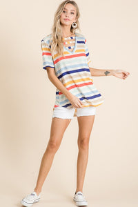 Bright Stripe Strappy V-Neck Top