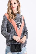 Load image into Gallery viewer, LEO AND TIE-DYE PRINT BLOCKED LONG SLEEVE TOP