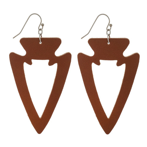 Faux Leather Arrowhead Cutout Earrings