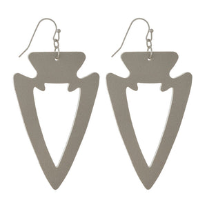 Faux Leather Arrowhead Cutout Earrings