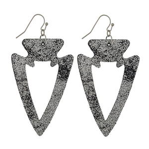 Faux Leather Arrowhead Cutout Earrings