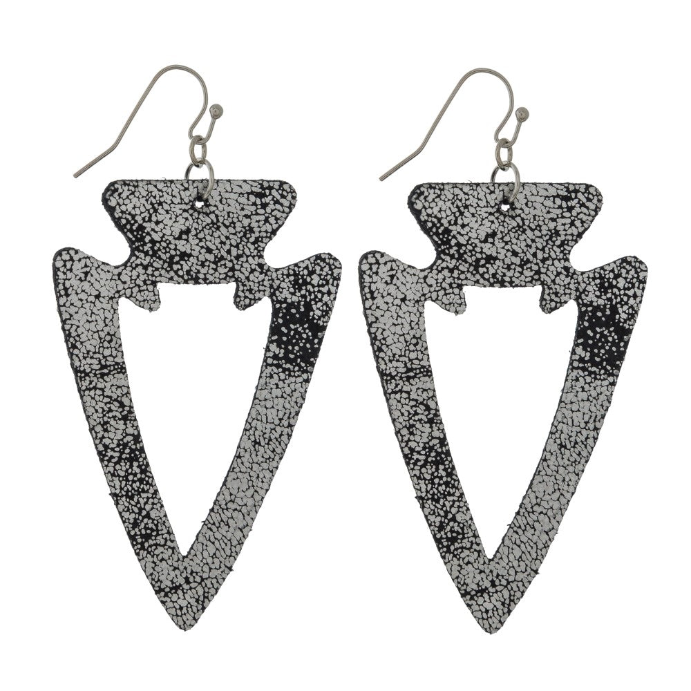 Faux Leather Arrowhead Cutout Earrings