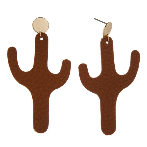 Leather Cactus Earring