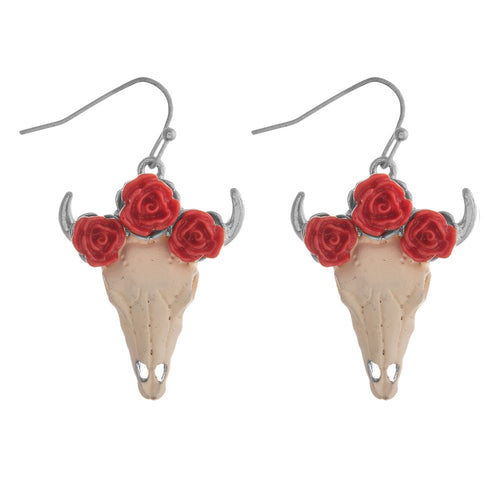 Floral Steer Head Earring