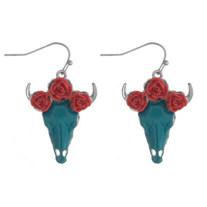 Floral Steer Head Earring
