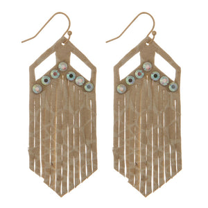 Printed Suede and Rhinestone Earring