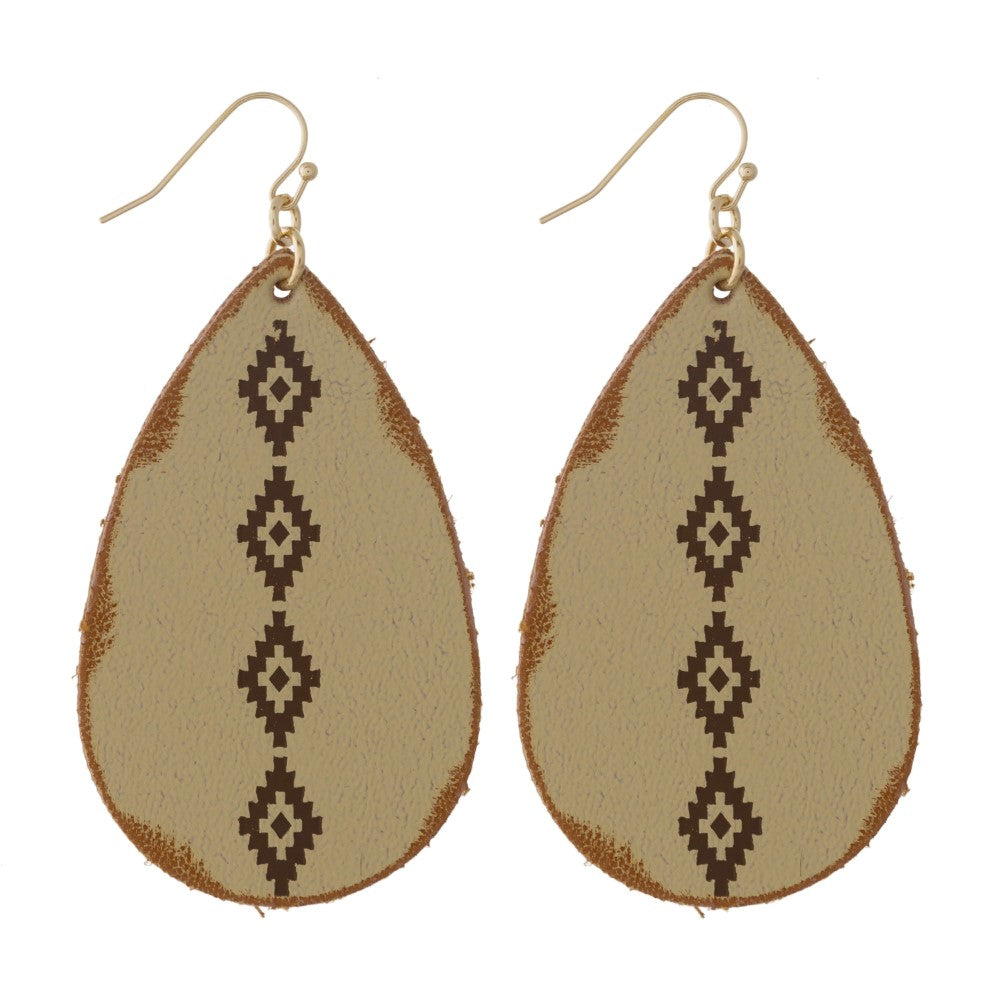 Aztec Faux Leather Earring