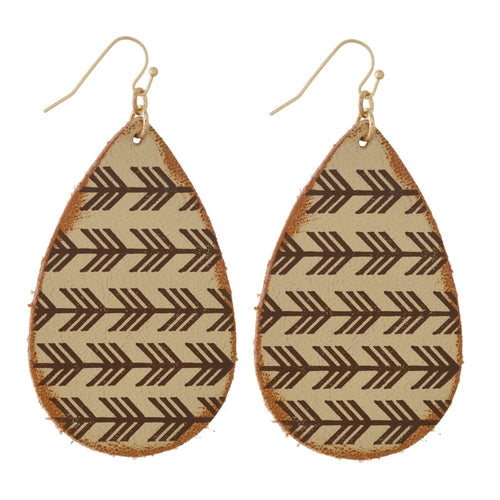 Arrow Faux Leather Teardrop Earring