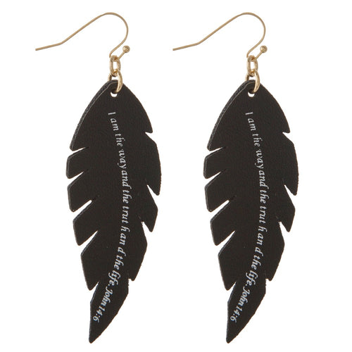 Scripture Feather Earring