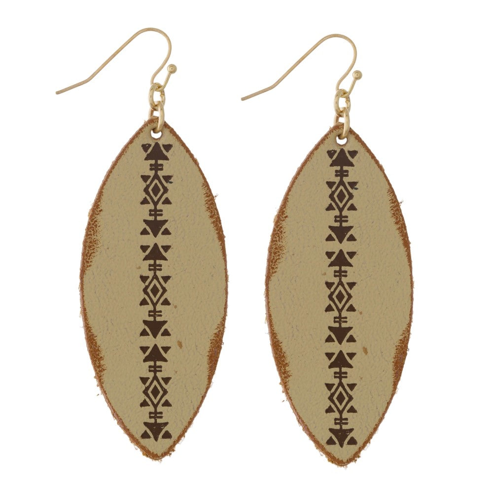 Aztec Faux Leather Earring