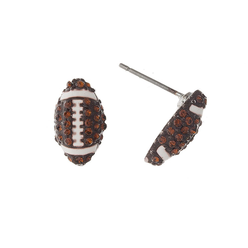 Rhinestone Football Stud Earring