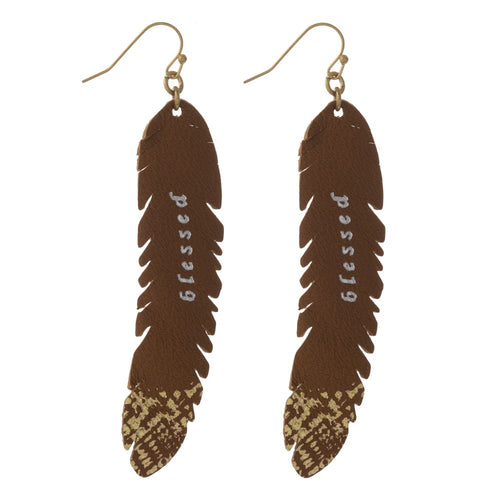 Blessed Faux Leather Earring