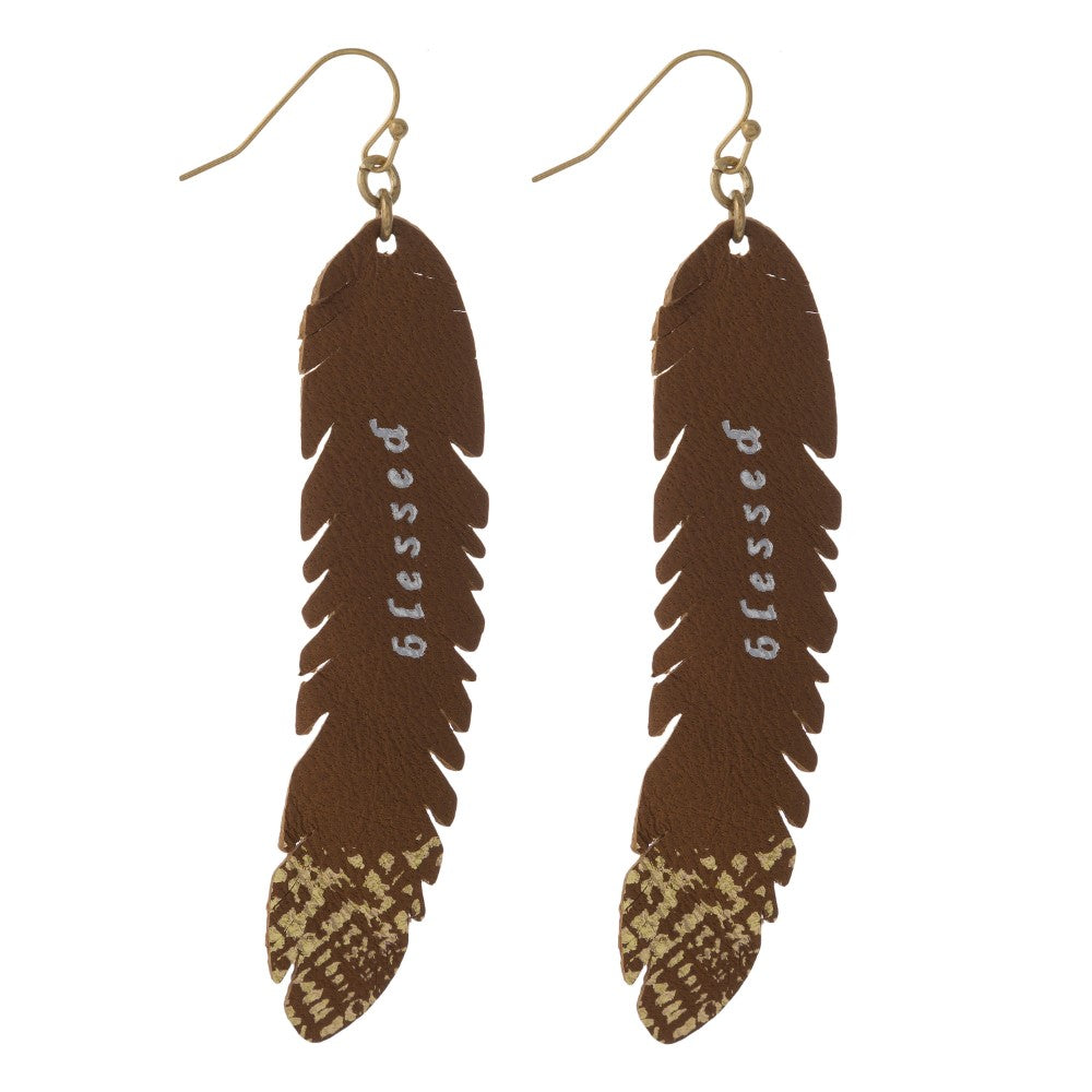 Blessed Faux Leather Earring