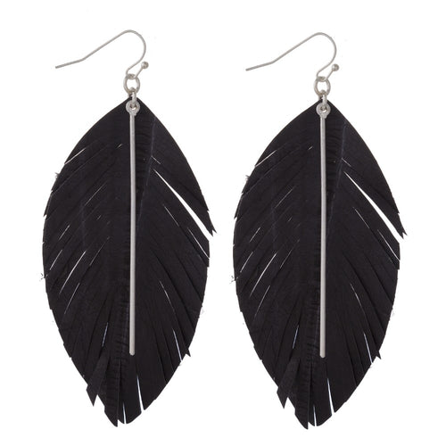 Leather Metal Bar Earring