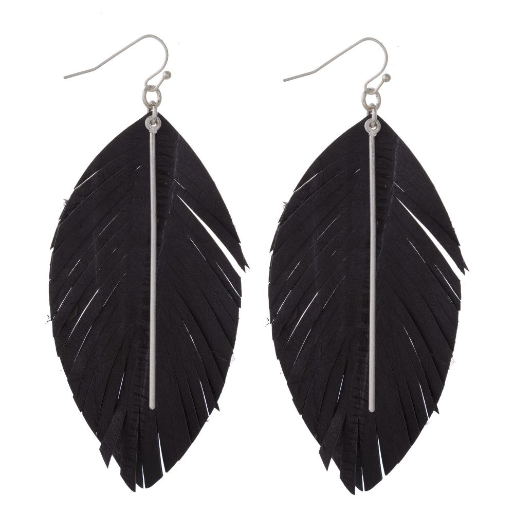 Leather Metal Bar Earring