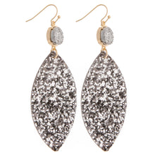 Load image into Gallery viewer, Druzy and Faux Leather Oval Earring