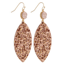 Load image into Gallery viewer, Druzy and Faux Leather Oval Earring