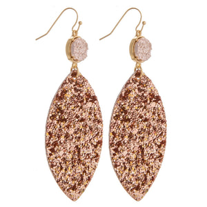 Druzy and Faux Leather Oval Earring