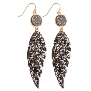 Glitter Feather Earring