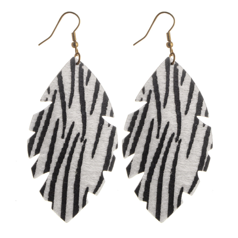 Zebra Faux Leather Earring