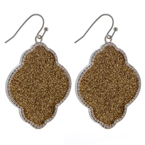 Moroccan shape gold glitter earring