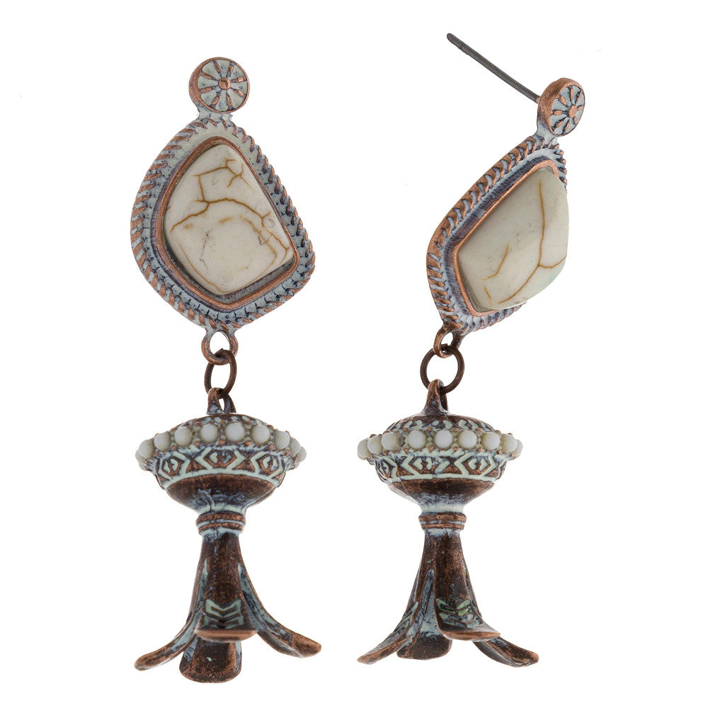 Metal Earring with Natural Stone