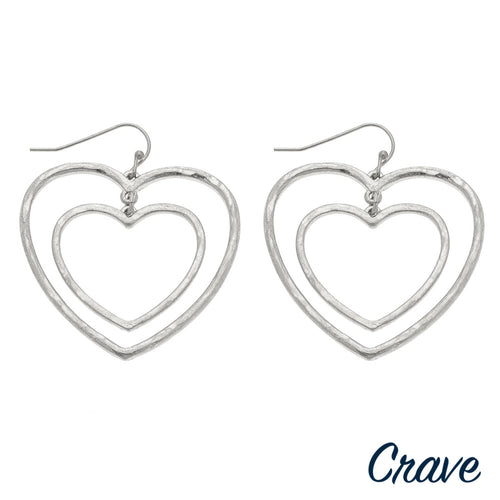 Double heart earrings in silver