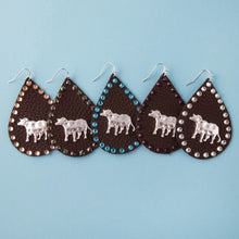 Load image into Gallery viewer, Cow detail and silver rhinestone Earring