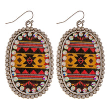 Load image into Gallery viewer, Western print center detail with rhinestone earrings