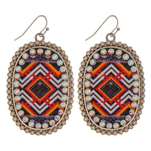 Load image into Gallery viewer, Western print center detail with rhinestone earrings
