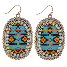 Load image into Gallery viewer, Western print center detail with rhinestone earrings