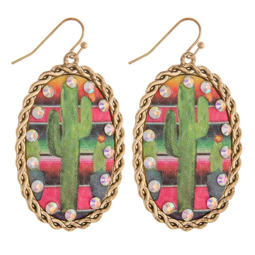 Cactus and Rhinestone Earring