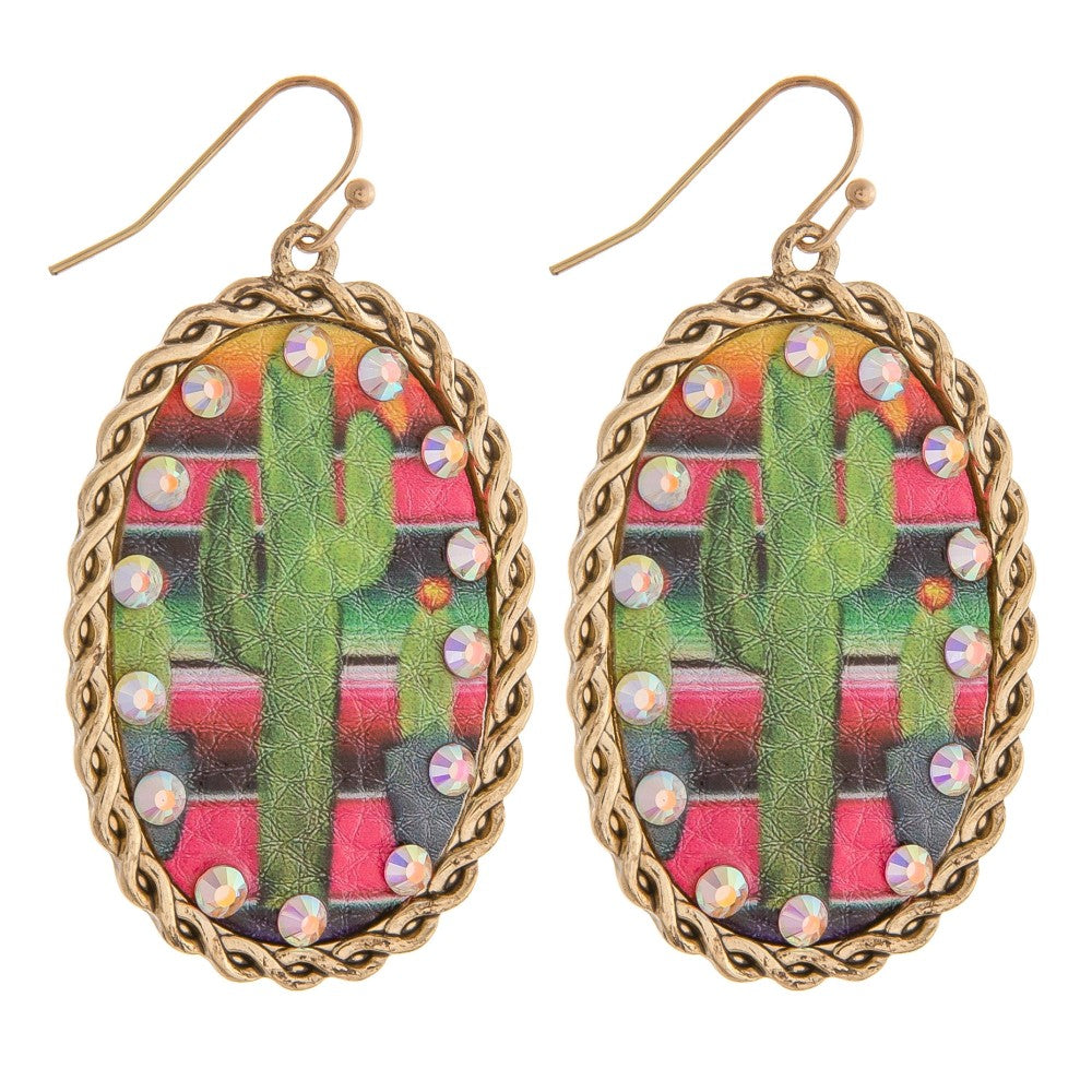 Cactus and Rhinestone Earring