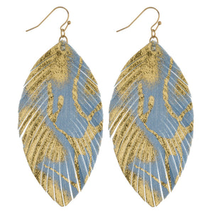 Gold Metallic Feather Earring