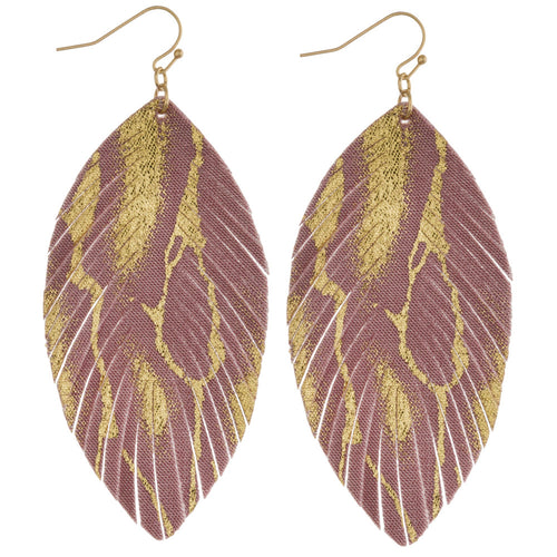 Gold Metallic Feather Earring
