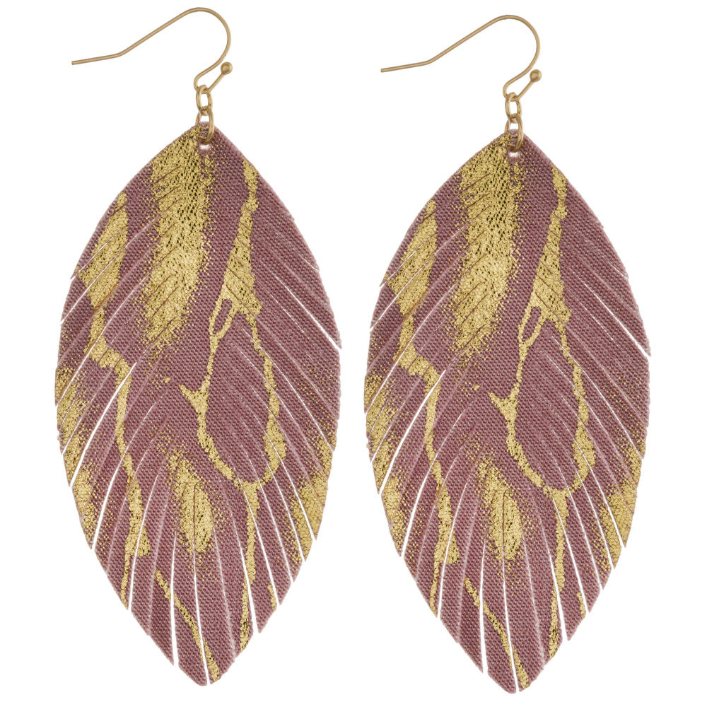 Gold Metallic Feather Earring