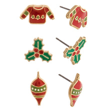 Load image into Gallery viewer, Christmas stud earring set