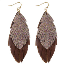 Load image into Gallery viewer, Double Layer Feather Earring