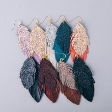 Load image into Gallery viewer, Double Layer Feather Earring