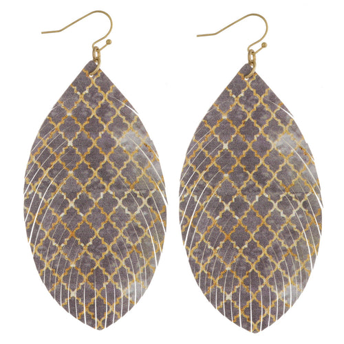 Geometric Gray Feather Earring