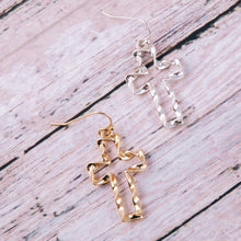 Load image into Gallery viewer, Twisted cross earrings in silver