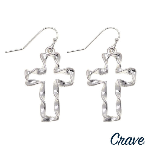Twisted cross earrings in silver