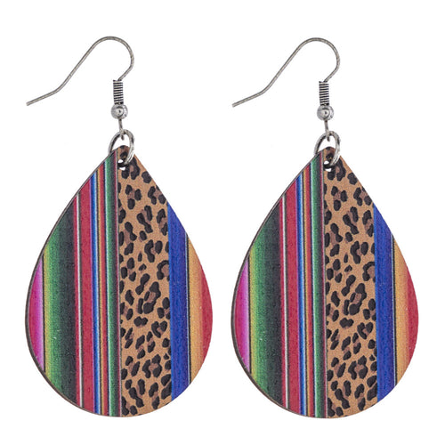 Leopard Serape Wood Earring