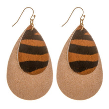 Load image into Gallery viewer, Faux fur animal print metallic teardrop earrings