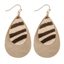 Load image into Gallery viewer, Faux fur animal print metallic teardrop earrings