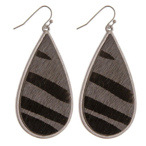 Faux Fur Grey Animal Print Earring