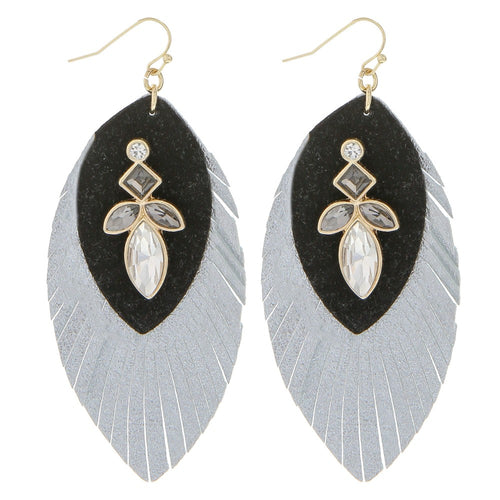 Rhinestone Feather Earrings